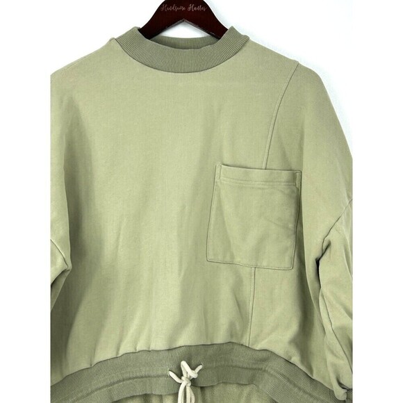 Nap Loungewear Drawstring Hem Cotton Sweatshirt Olive Green M Slouchy Oversize T - Picture 6 of 12